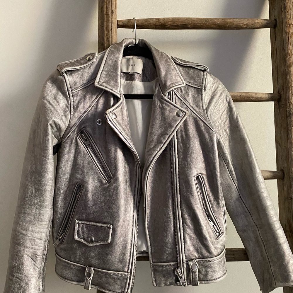 IRO Silver Leather Jacket